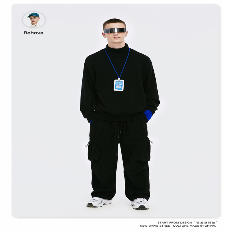 

2020 Men Turtleneck Sweater Autumn Winter Warm Soft Spacious Comfortable Solid Clothes Knitted Casual Cotton Hombre Pullover, Green