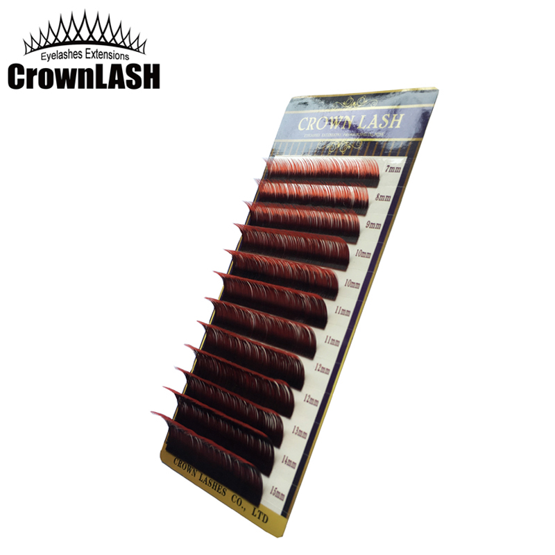 

CrownLash Volum Lash extension C-0.10, C-0.15 7-15mm Dual Color Ombre Red