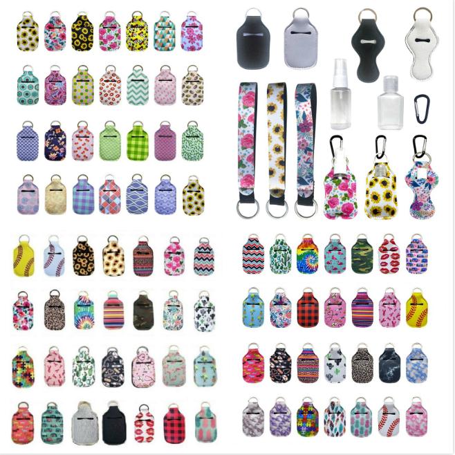 

163 Styles Customize Neoprene Hand Sanitizer Bottle Holder Keychain Bags 30ml Hand Sanitizer Bottle Chapstick Holder With Softball Keychains
