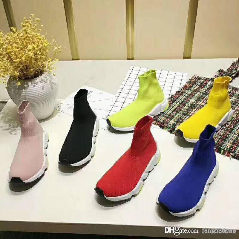 

Socks boots 2019 New Fashion Short Boots Knitted elastic boots Knitting men women luxury sports shoes Thick soled casual shoes Size 35-46