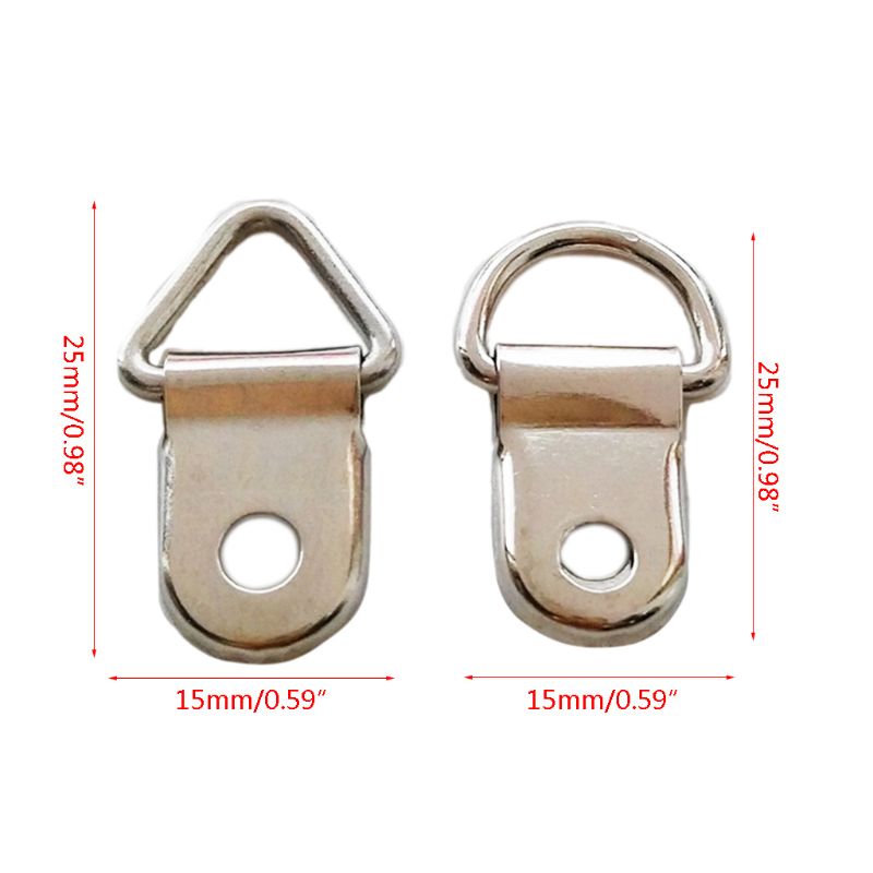 

100pcs D Ring Hanging Picture Frame Strap Hanger Hooks Oil Painting Mirror Hanger with 100 Screws