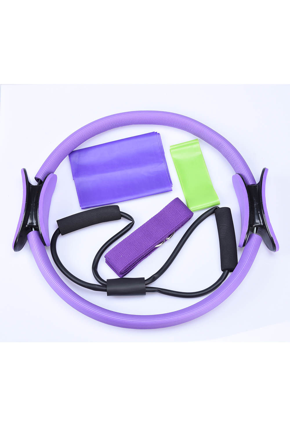 US Shipping 5 Pcs/Set Yoga Pilates Ring Magic Wrap Slimming Body Building Training Heavy Duty PP+NBR Material Yoga Circle FY6274-image-443973050