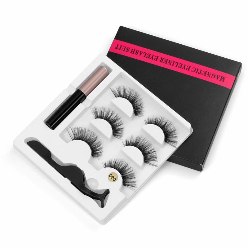 

Hot 5 Magnet Eyelash Magnetic Liquid Eyeliner & Magnetic False Eyelashes & Tweezer Set Waterproof Long Lasting Eyelash Extension