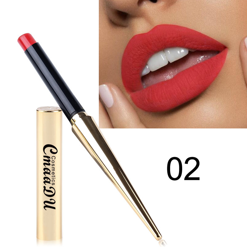 

2020 CmaaDu Gold Tube Matte Lipstick 12 Colors Matte Lipstick Professional Lips Makeup Supplies Brand Comestic Supply, Mixed color
