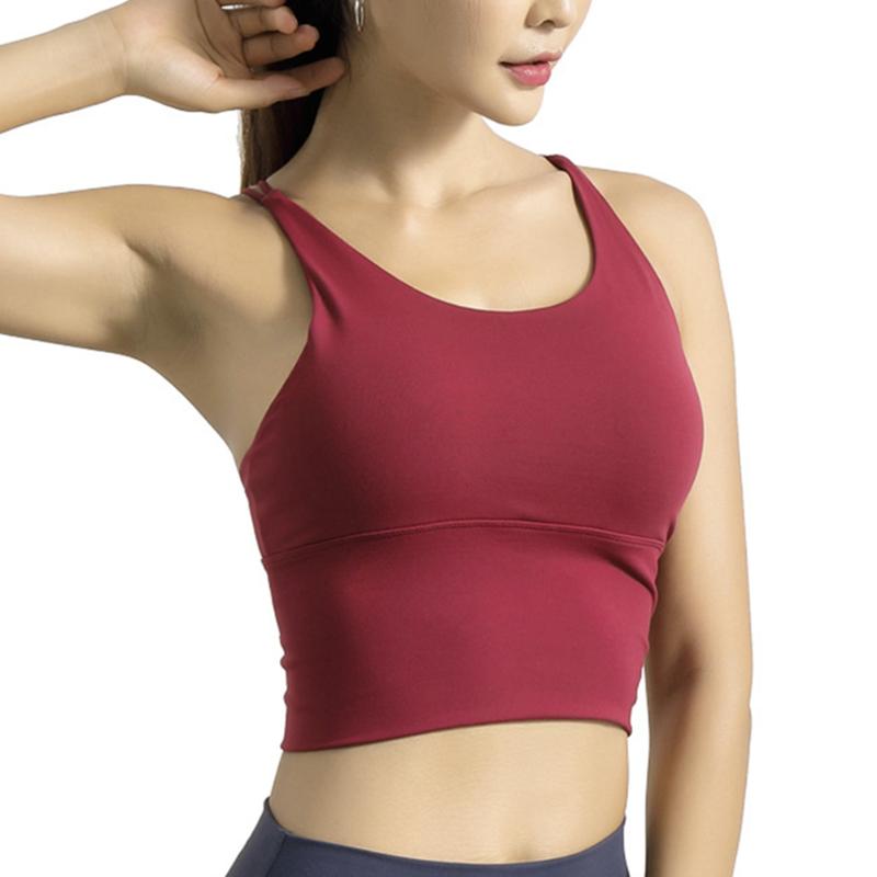 

Women Cute Yoga Sports Bra Strappy Workout Clothes Bra Tops Vest No Steel Ring UND Sale, Red