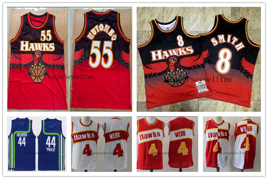

MEN Steve Smith Dikembe Mutombo Pete Maravich Spud Webb basketball Jersey, Black