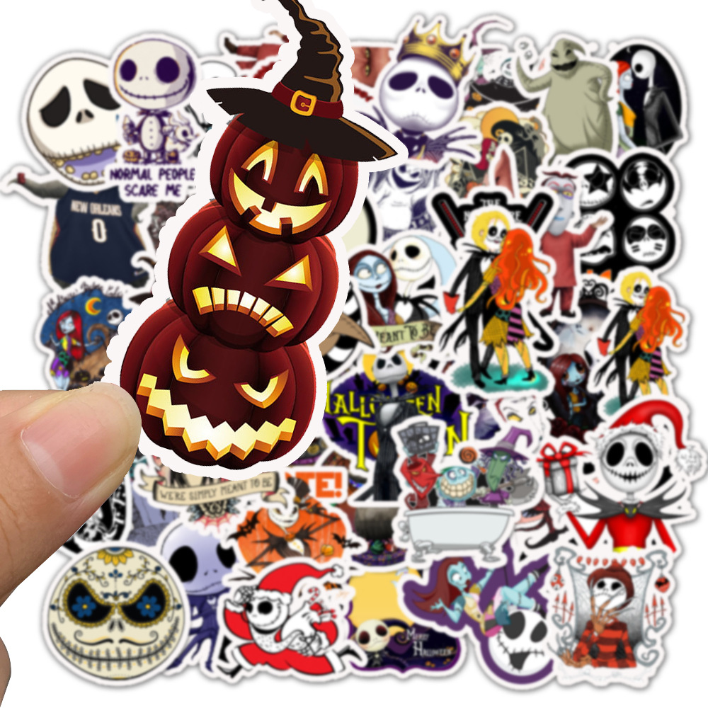 

50Pcs Halloween Skull Ghost Festival Stickers Pack Non-random Graffiti Car Bike Luggage Sticker Laptop Skateboard Motor Water Bottle Decal