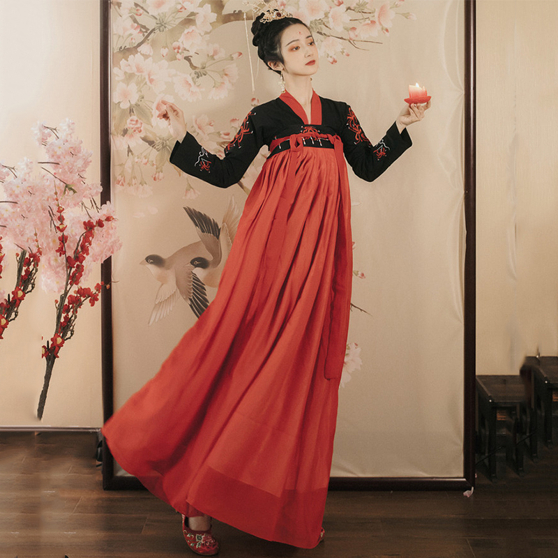 

Ancient Chinese Traditional Clothing Oriental Hanfu Dress Women Stage Performance Folk Dance Costume Tang Dynasty Suit DN6042, As picture
