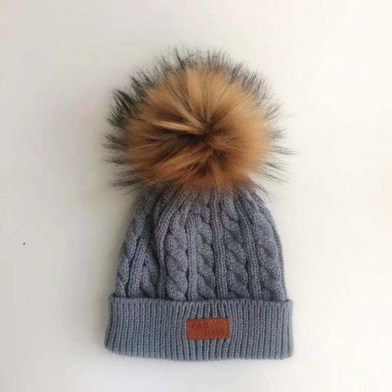 

Fashion Baby Hat Knitted Winter Pom Pom Children Hat For Boys Girs Beanies Baby Cute Cotton Cap Warm, White