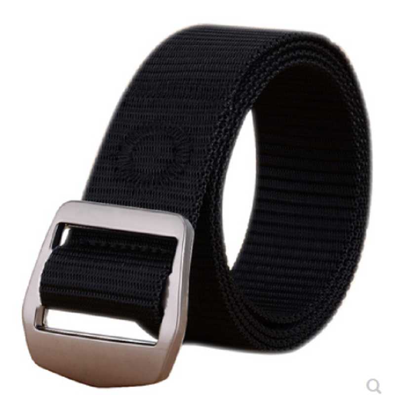 

New sports outdoor leisure belt men's smooth button nylon belt pants fashion, Black
