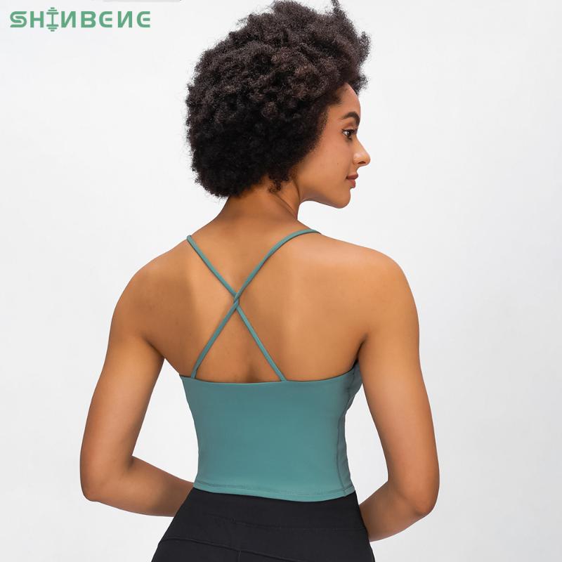 

SHINBENE TWIST Padded Workout Yoga Sports Bras Crop Tops Women Anti-sweat Classic Push Up Athletic Fitness Gym Bras Crop Vest, Black