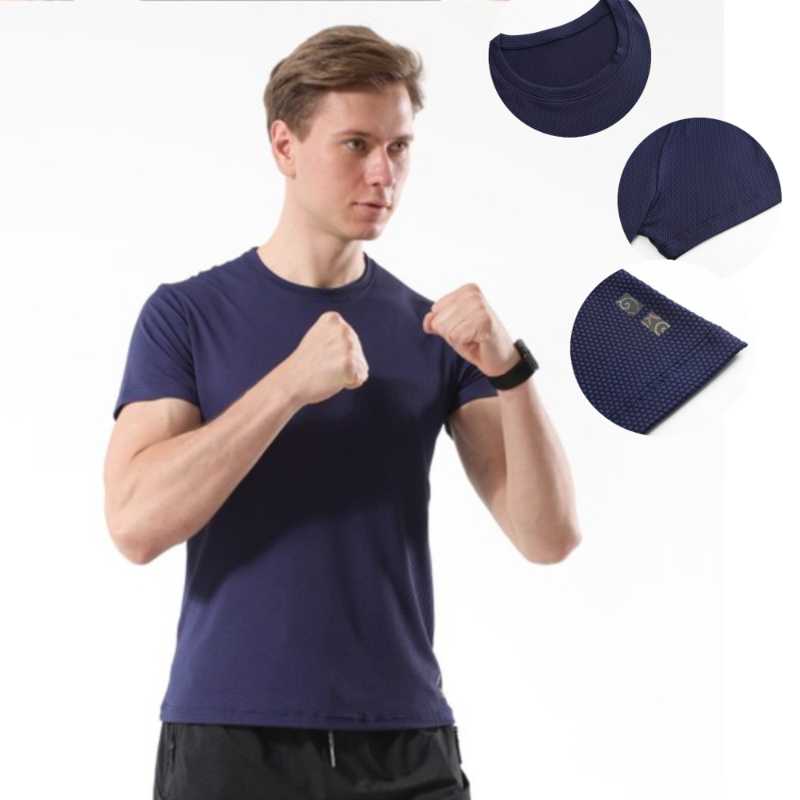 

JS6005 Men'sT Shirt Quick-dry Sport T Shirt Men Short Sleeve Running Workout Training Tees Fitness Top Sport T-shirt, Black