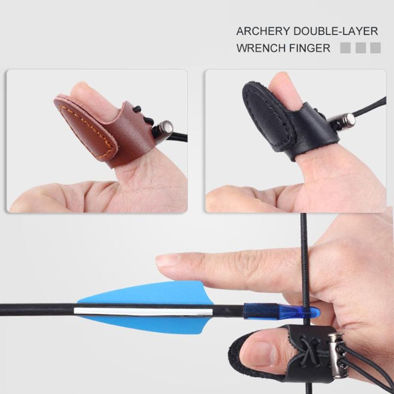 

Archery Thumb Protector Leather Finger Guard Adjustable for Arrows Bow, Brown