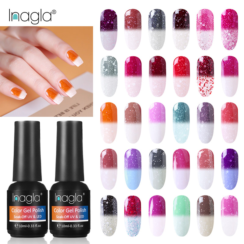 

Inagla 10ml Gel Polish Snowflake Temperature Color-Changing Soak Off UV LED Nail Art Gel Varnishes Vernis Semi Permanent, Top coat