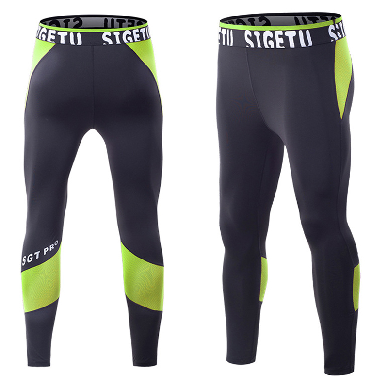 

2020 New Running Pants Men Compression Leggings Mens Bodybuilding Pants Skinny Basketball Men Fitness Workout Trousers Elastic, Black-grey