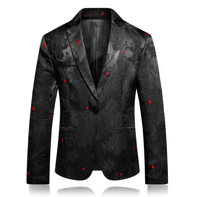 

2020 New Brand Plus Size 4XL Fashion Floral Jacket Mens Flower Blazer Designer Business Stage Cloth For Men, Black