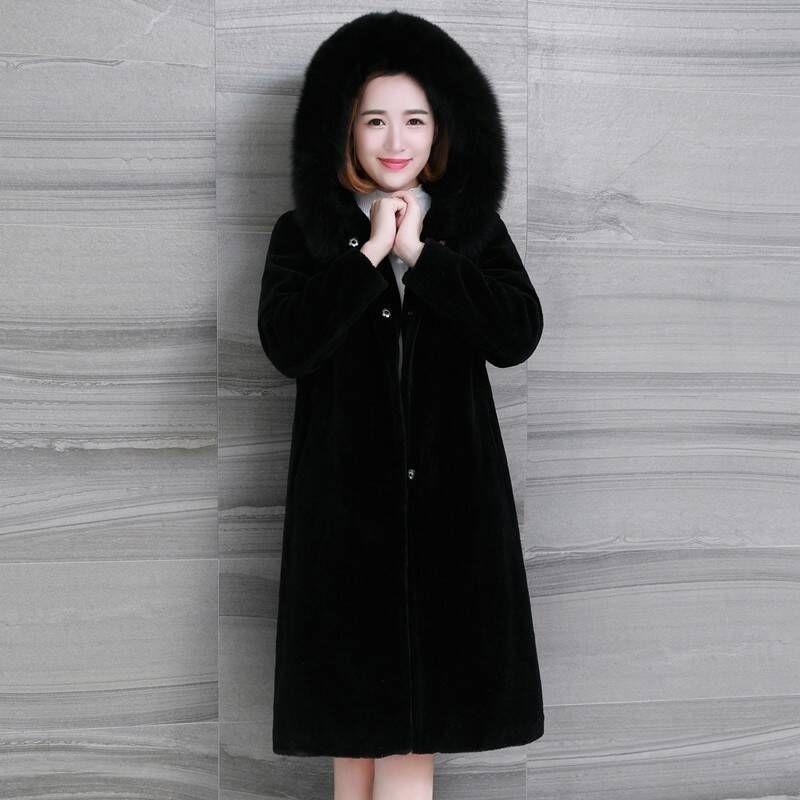 

Autum/winter women outerwear hoodies high imitation fur coats shearing fabric women overcoat outerwear coats, Black