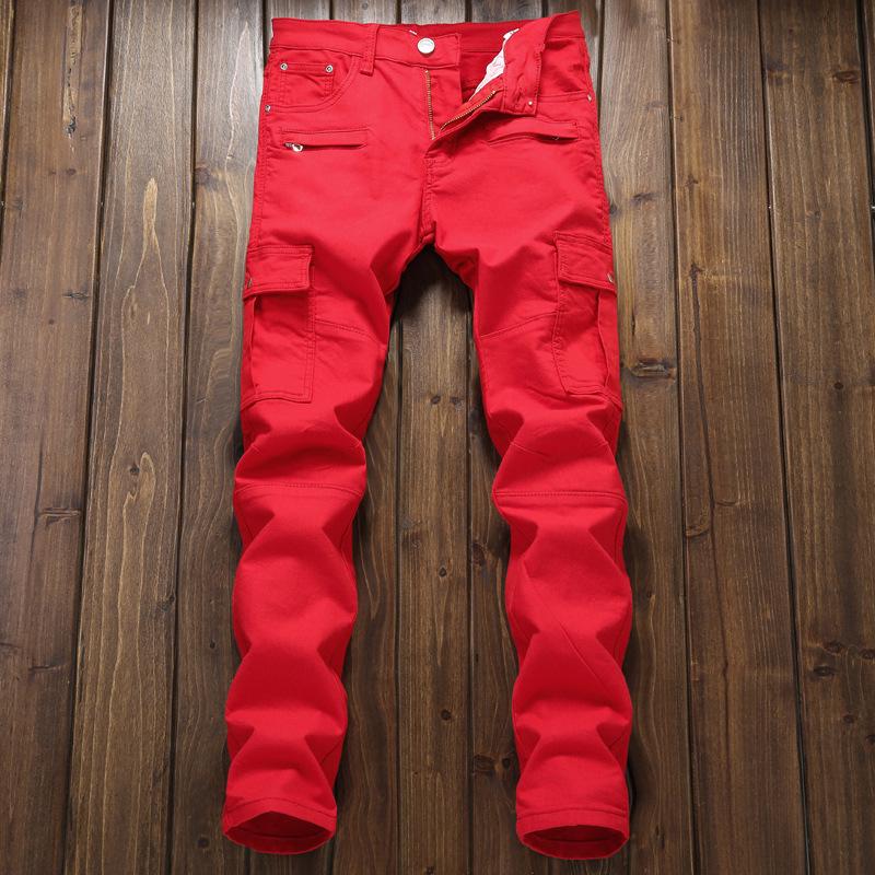 

New Men's Fashion Simple Slim Korean Version of the Elastic Feet Pants Causal Trousers, Red