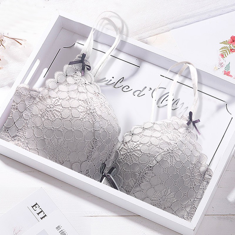 

Blackday Thin Breathable Seamless Bra Women Adjusted Underwear Lace Flora Wireless Push Up Bralette Backless Sexy Lingerie, Black