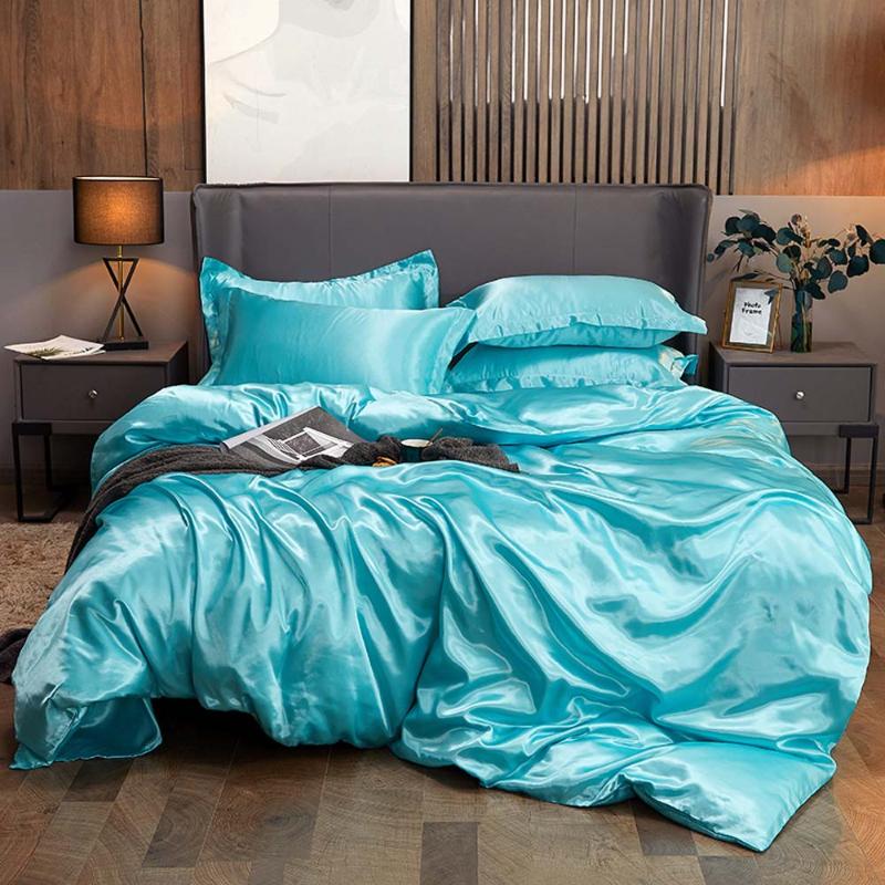 

Svetanya Silky Linens Flat Sheet Duvet Cover Bedding Set Plain Color Single Double Size, 20201108
