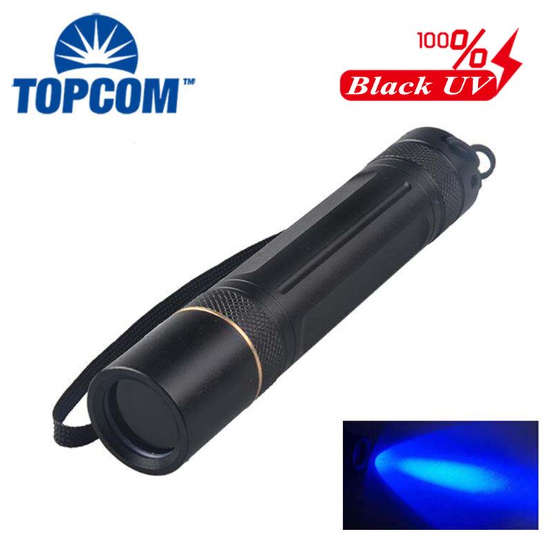 

TOPCOM Powerful 5W LED UV Light 365nm UV Torch Pocket Mini With Lens Black Light Pet Urine Stains Detector Scorpion Hunting