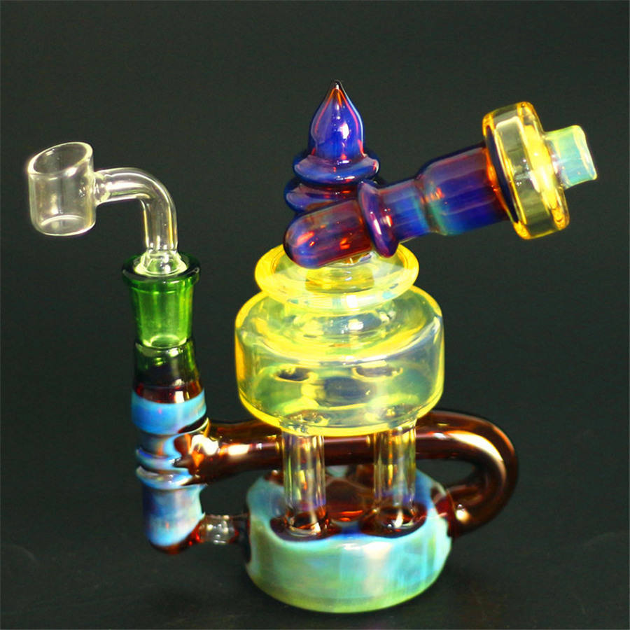 

Plus Glass Bong Dab Rig Water Pipe 503PFG Cute Robot Fumed Hanger Pipe 6.5" Height 14mm Male Dab Rig Water Pipe