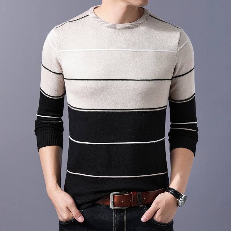 

2020 Casual Men's Sweater Striped Slim Fit Knittwear Autumn Winter Mens Sweaters Pullovers Pullover Men, Maoyic2-2