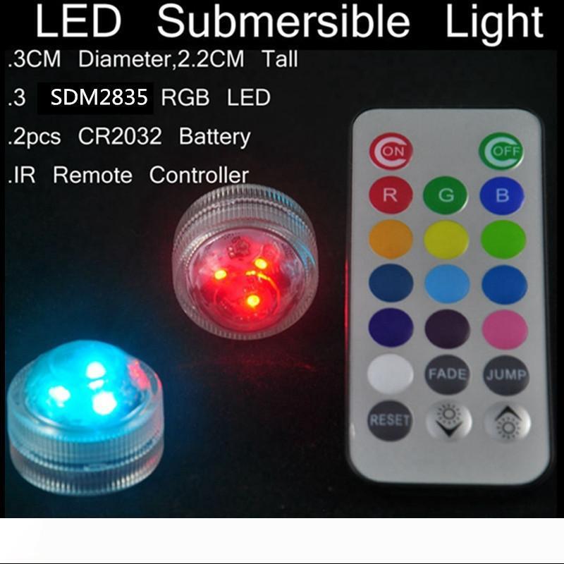 

3CM SUPER Bright Light Mini Under Vase Floral Light 3LED Submersible Wedding Tower Vase Tea Light With Remote