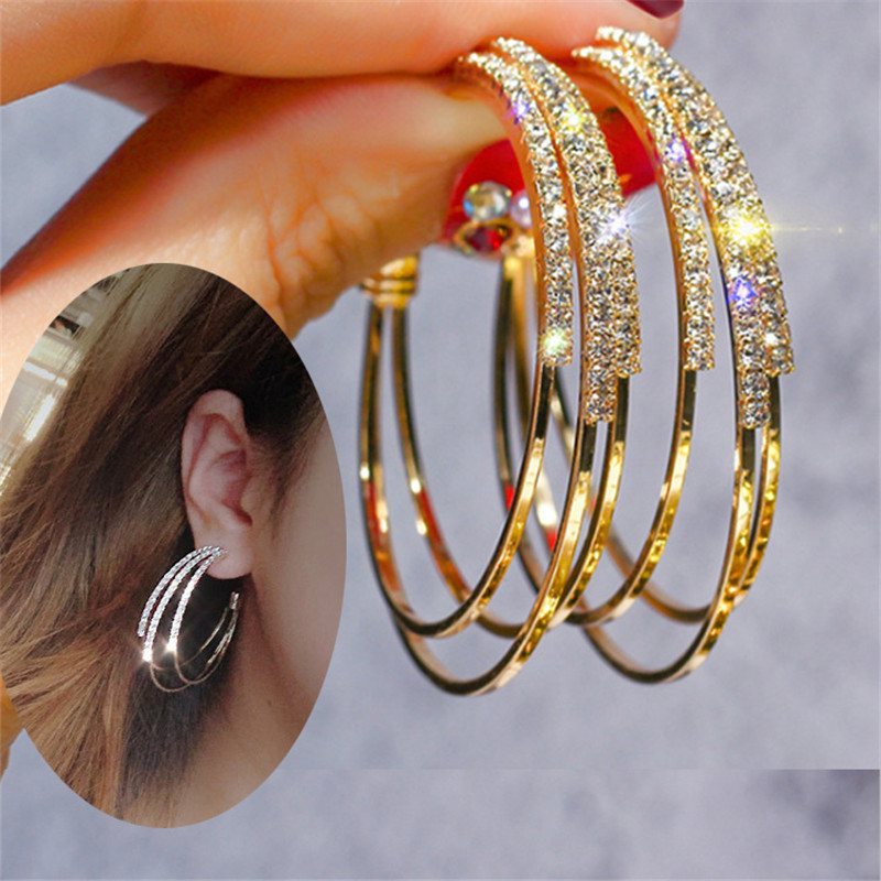 

Creative Round Earrings Studs Full Diamond Designer Earrings Studs Rhinestone Women Charm Earrings S925 Silver Needle Earring