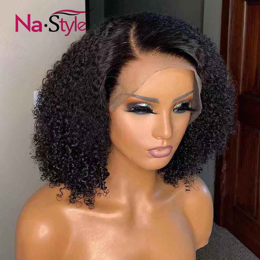 

Kinky Curly Wig Deep Part 13x6 Lace Front Wig 180 Density Lace Front Human Hair Wigs For Women Preplucked Lace Wig Brazilian, Medium brown