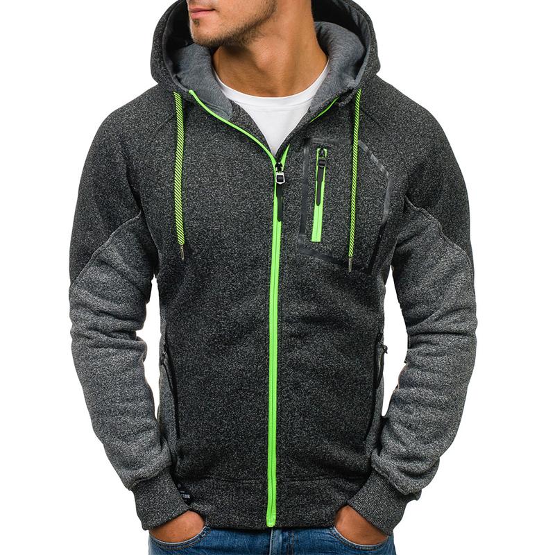 

ZOGAA 2019 Brand New Men Casual Hooded Zipper Jacket Patchwork Fashion Hoodies Men Clothes Style Sportswear Harajuku Outwear, Light grey