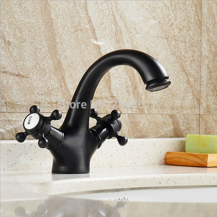 

New Arrival Bathroom Black Basin Faucet Deck Mounted Hot and Cold Water Taps Ceramic Sink Mixer Tap Bathroom Torneira ZR303