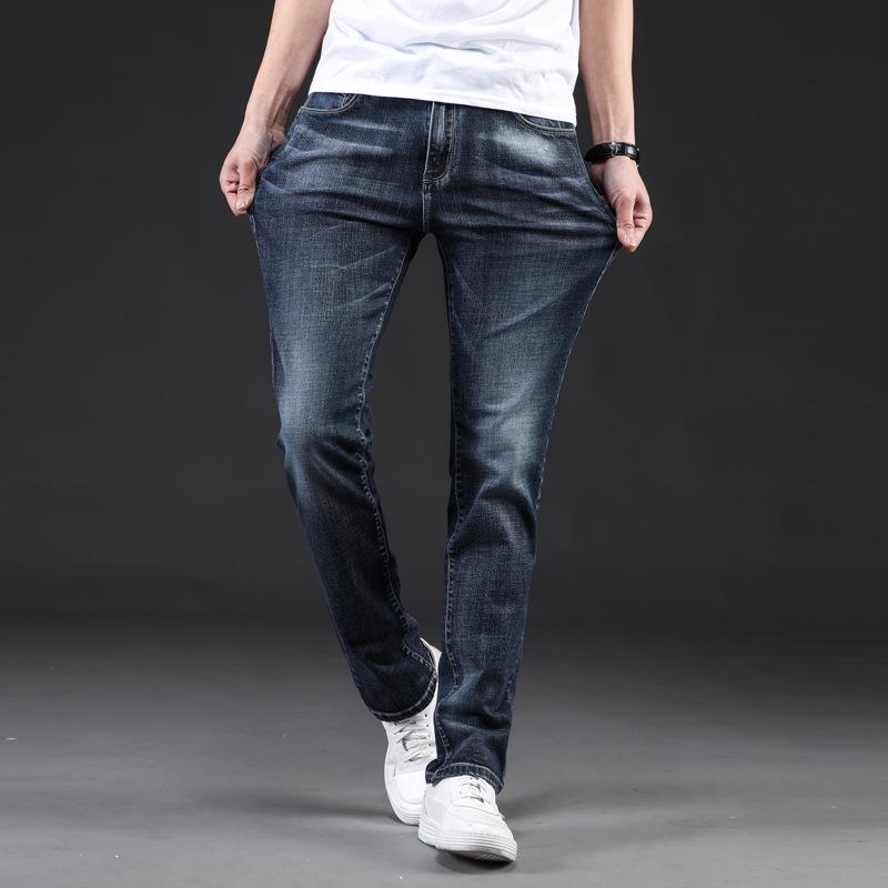 

New Arrivals Men's Fashion Denim Pants Biker Ripped Skinny Trousers Denim Jeans, Dark blue