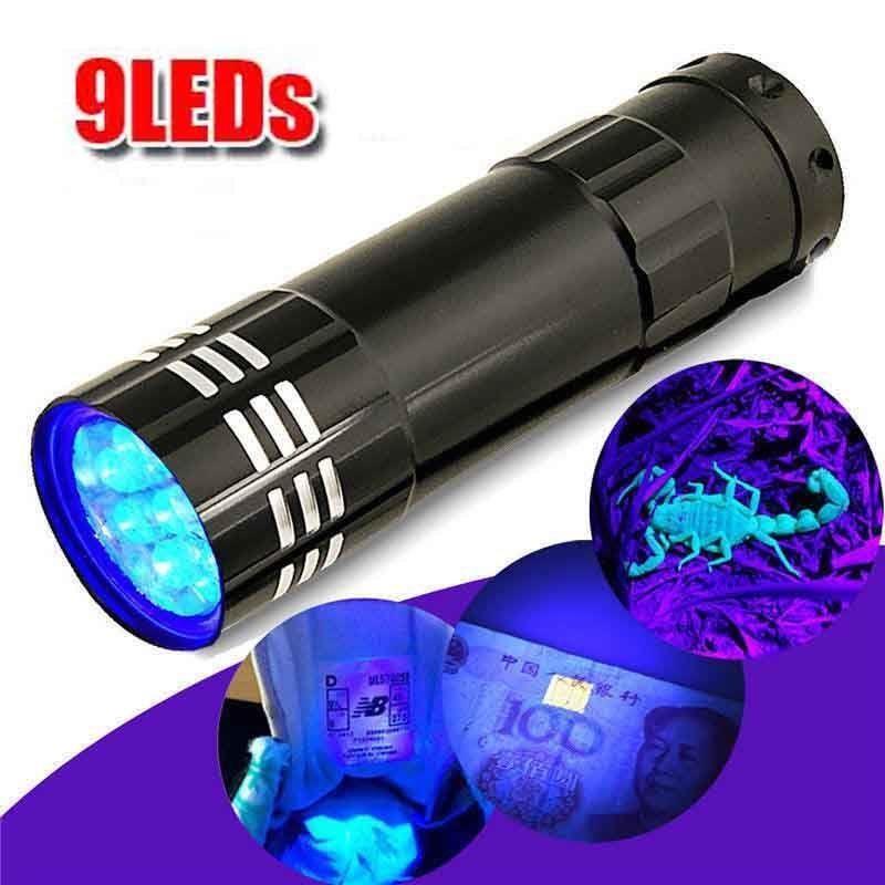

UV Light Torch Lamp Super Mini 9 LED Black Ultraviolet Light Super Mini Aluminum UV Torch Lamp