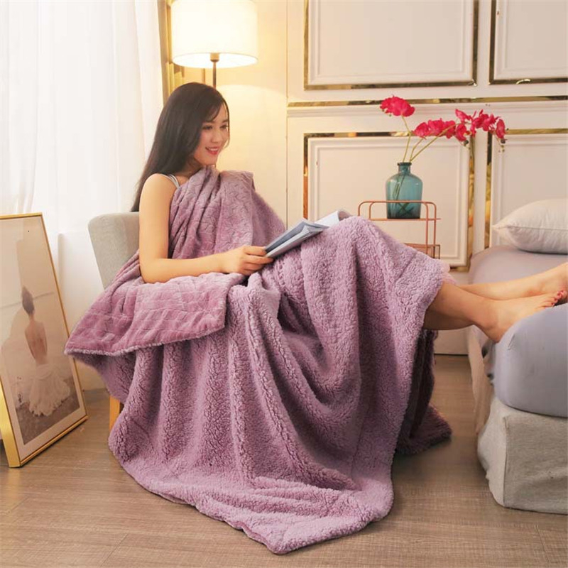 

AB Version Cashmere Home Cover Blanket Soft Winter Warm Sofa Bed Nap Blanket Thicken Cozy Bed Sheet