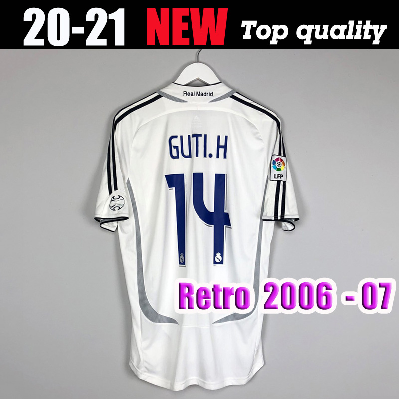 

#7 Raul #9 Ronaldo #23 Beckham Retro 06 07 Real Madrid Soccer Jersey Vintage 2006 2007 Football Shirt Cannavaro Marcelo Higuain Camiseta