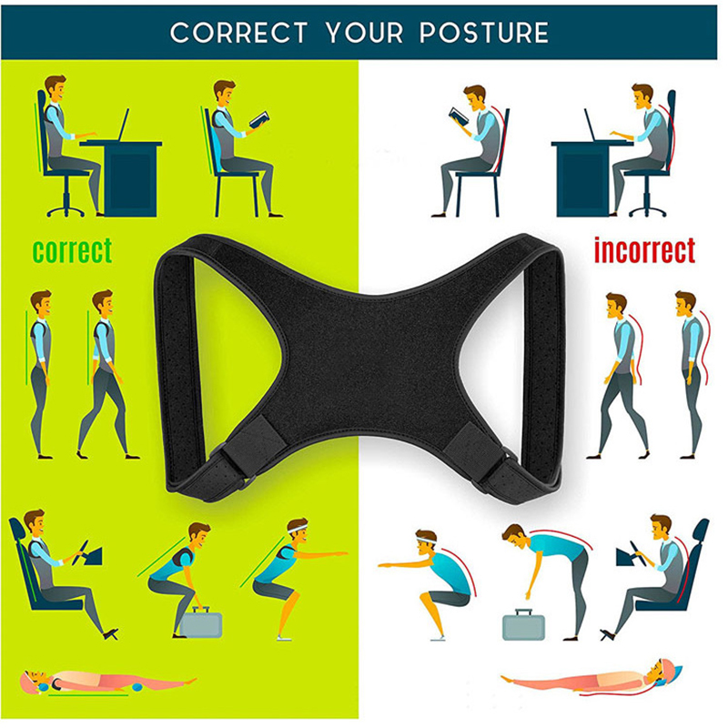 

Men/women Back Clavicle Spine Shoulder Correction Brace Belt Strap Brace Belt Strap Correct Posture Corrector, Black