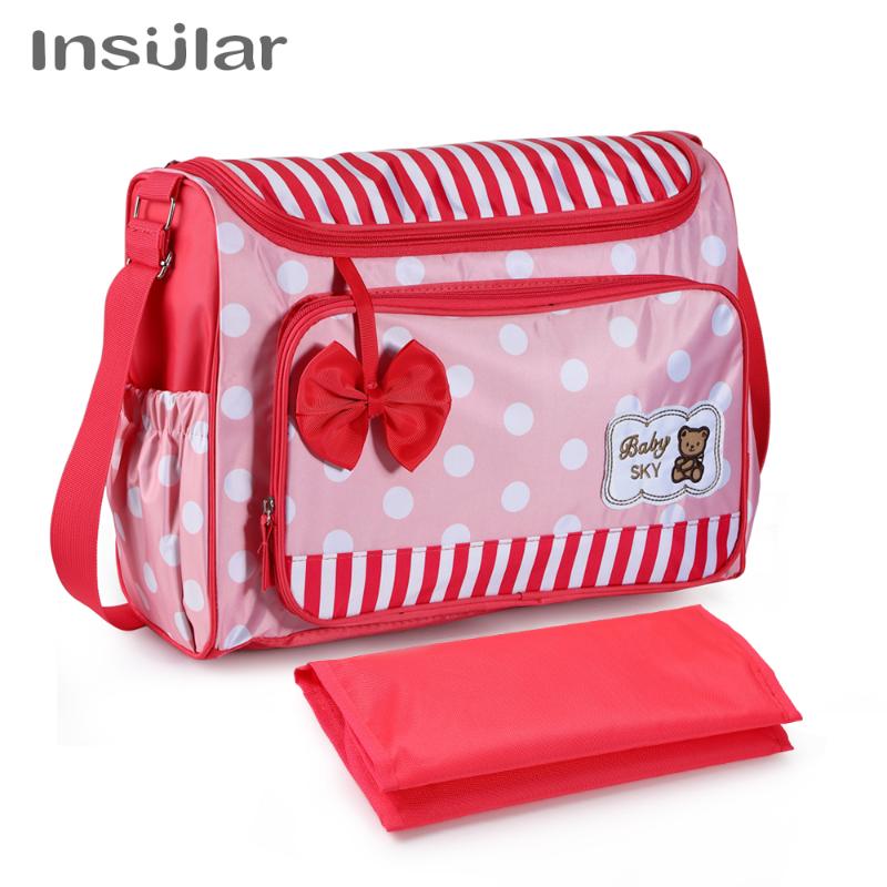 

Insular Multifunctional Baby Stroller Bag Nylon Waterproof Diaper Bags Fashion Printed Maternity Bag Larger Capacity Nappy Bags, Blue