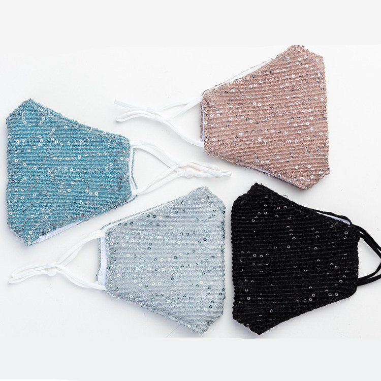 

Sequin mask personalized masks fashion thin face mask sunscreen summer dustproof mask Designer Masks 4color T2I51206