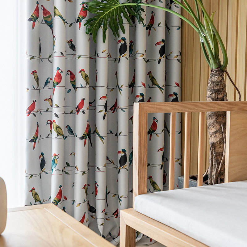 

Custom Parrot Song Curtain for Living Room Dining Room Bedroom Modern Simple Curtain Double-sided Blackout Printed Curtains