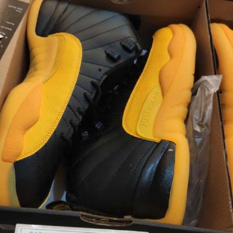 

Bumblebee Cheap men basketball shoes 12 XII Dark Concord Reverse Flu Game Sports sneaker 12s Varsity Red Black shoe mens athletic trainer, Color 6