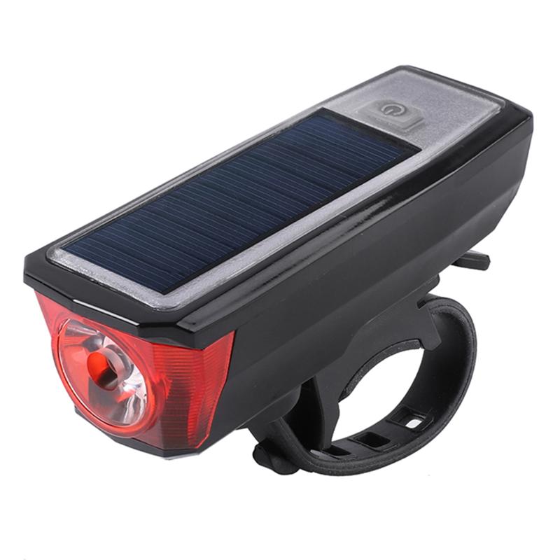 

Bike Waterproof Headlight Stand 350LM Solar USB Charging Alarm Bell Easily Installation Personal Bicycle Parts for WEST BIKING