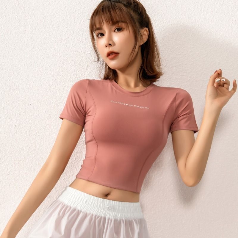 

Yoga Clothes Women's Sexy Sports Quick-Drying Tights Ultra-Stretch Running Breathable Short-Sleeved T-shirt Wear Fitness