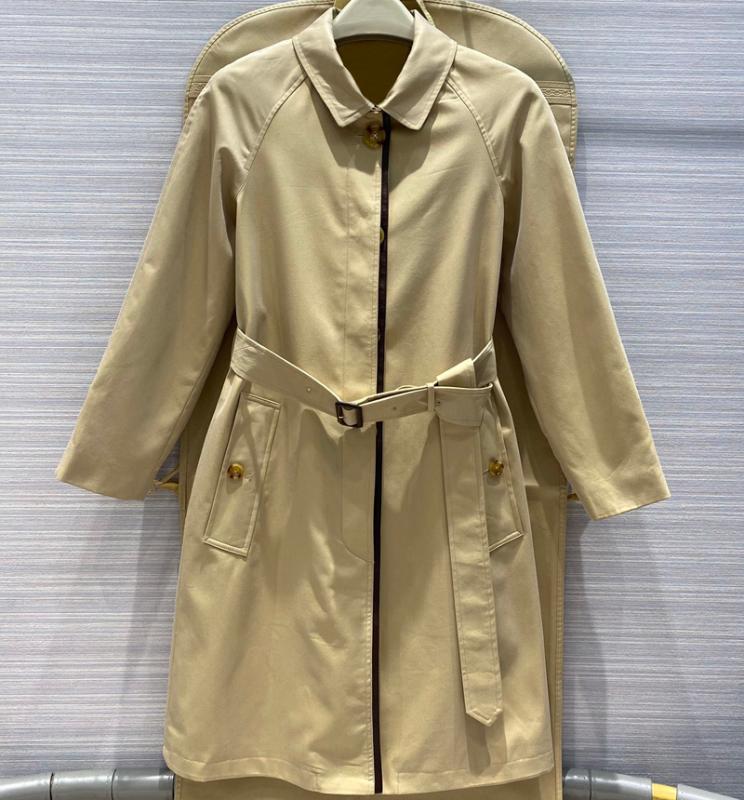 

luxury high-end elegant lady streetwear long trench coat 2020 runway solid single breasted slim belt heavy overcoat khaki S250