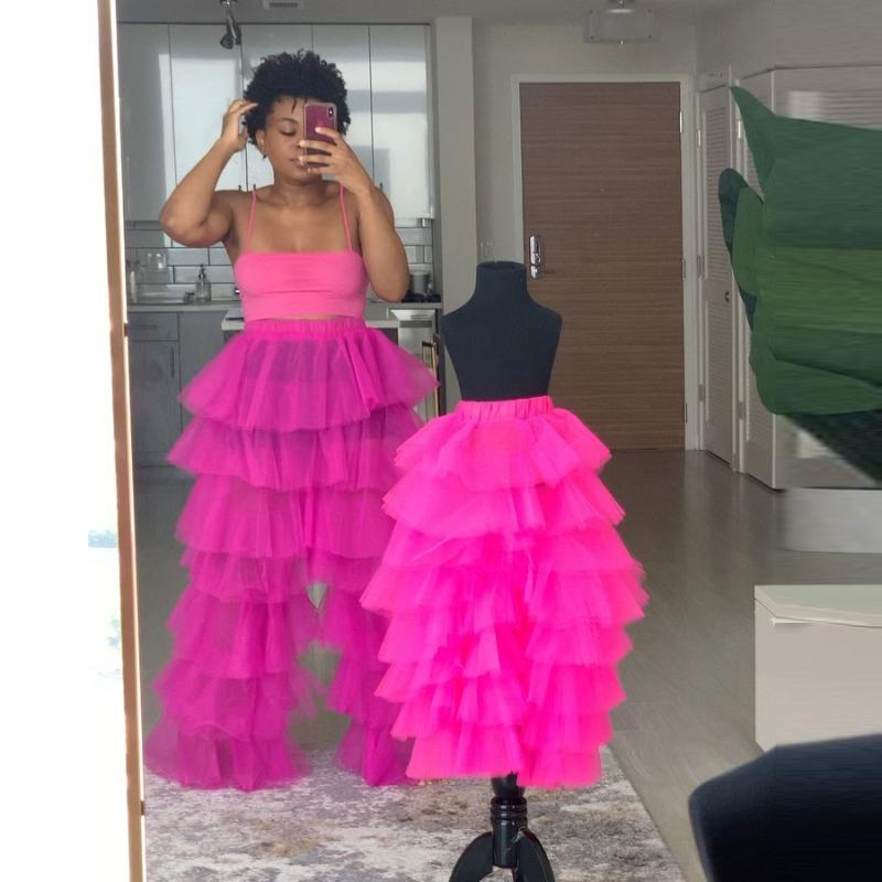 

New Fashion Tulle Pants Custom Made Women Maxi Long Ruffled Tulle Pant Custom Made Mommy & Me Sexy Sheer Pants, Brown