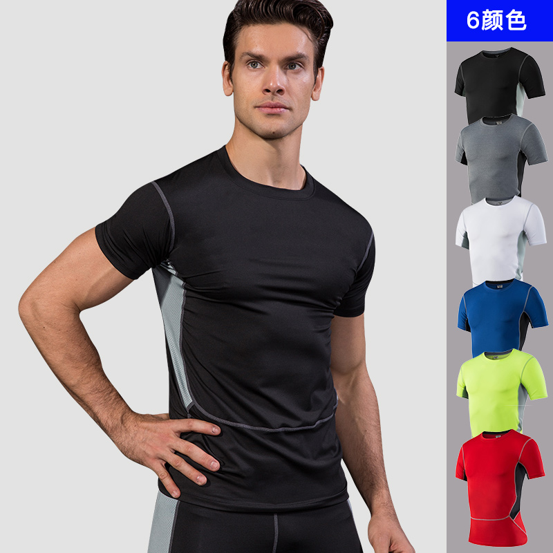 

2020 Summer Gym shirt Sport Shirt Men Fitness Running T Shirts Quick Dry Gym Training Jogging Short sleeve Sportswear, Black