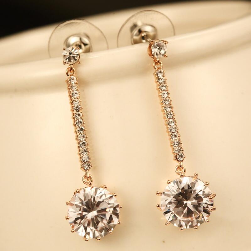 

2020 Korean fashion luxury inlaid zircon shiny earrings jewelry female high-end 18K gold plated earrings sexy rose gold earrings gift