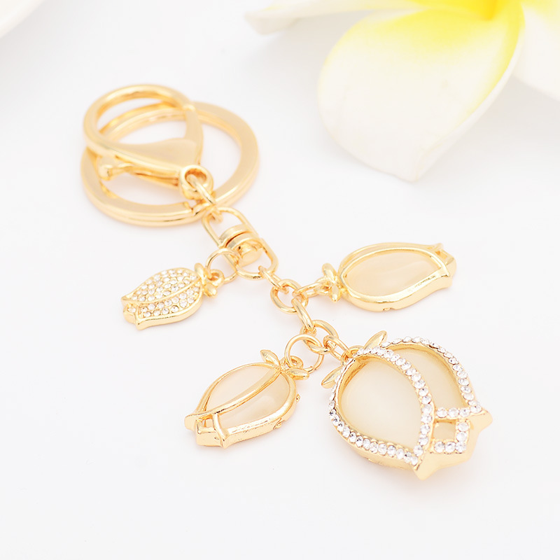 

High Quality Fashion Keychain Exquisite Tulip Flower String Car Key Chain Girl Bag Pendant Jewelry Keyrings Couple Gifts