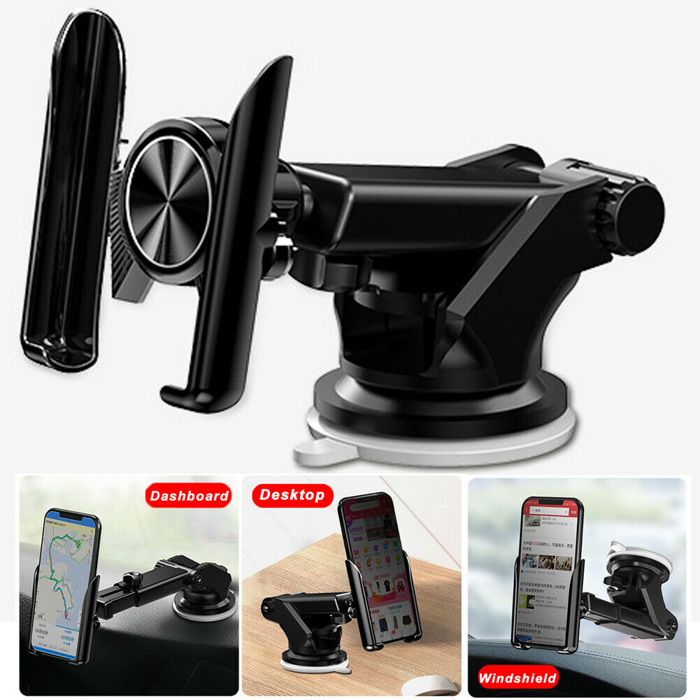 

Windshield Dashboard Car Gravity Sucker Mount Bracket Air Vent Design Cradle Stand GPS Phone Holder Universal Adjustable Automatic Clip, Black