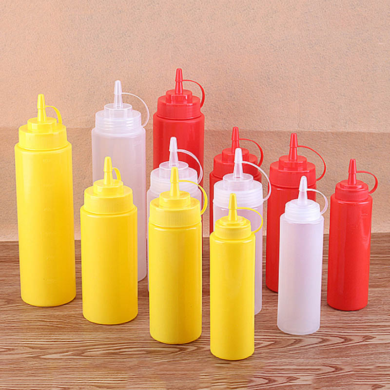 

8/12/16/24oz Squeeze Bottle Plastic Ketchup Mustard Bottles Multi-size Vinegar Seasoning Accessories Olive Oil Storage Jar